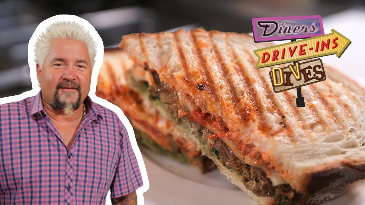 Guy Fieri Eats A Meatloaf Sandwich : Diners Drive-ins And Dives : Food Network