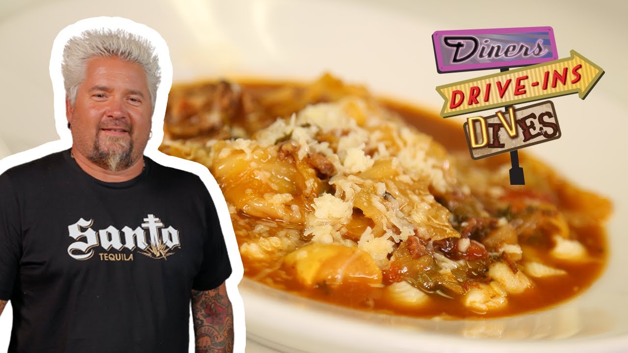 Guy Fieri Eats Minestrone Soup : Diners Drive-ins And Dives : Food Network