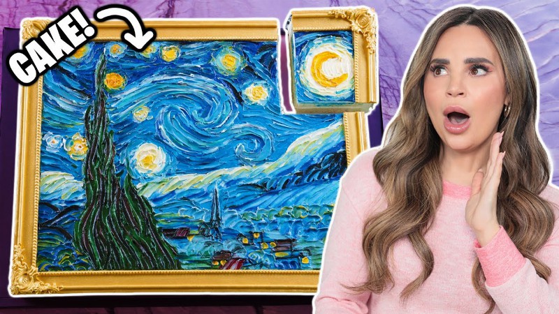 image 0 I Tried Painting On A Cake! - Edible Art : The Starry Night