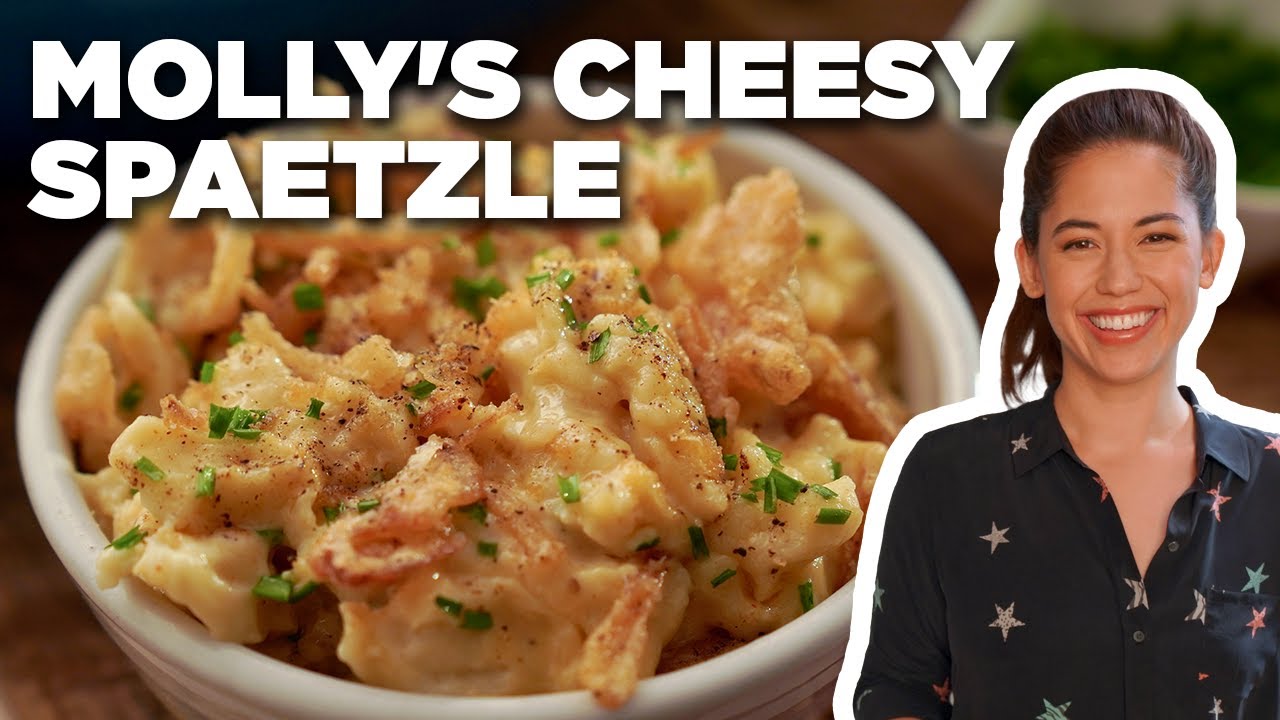 Molly Yeh's Cheesy Spaetzle With Fried Onions & Chives : Girl Meets Farm : Food Network