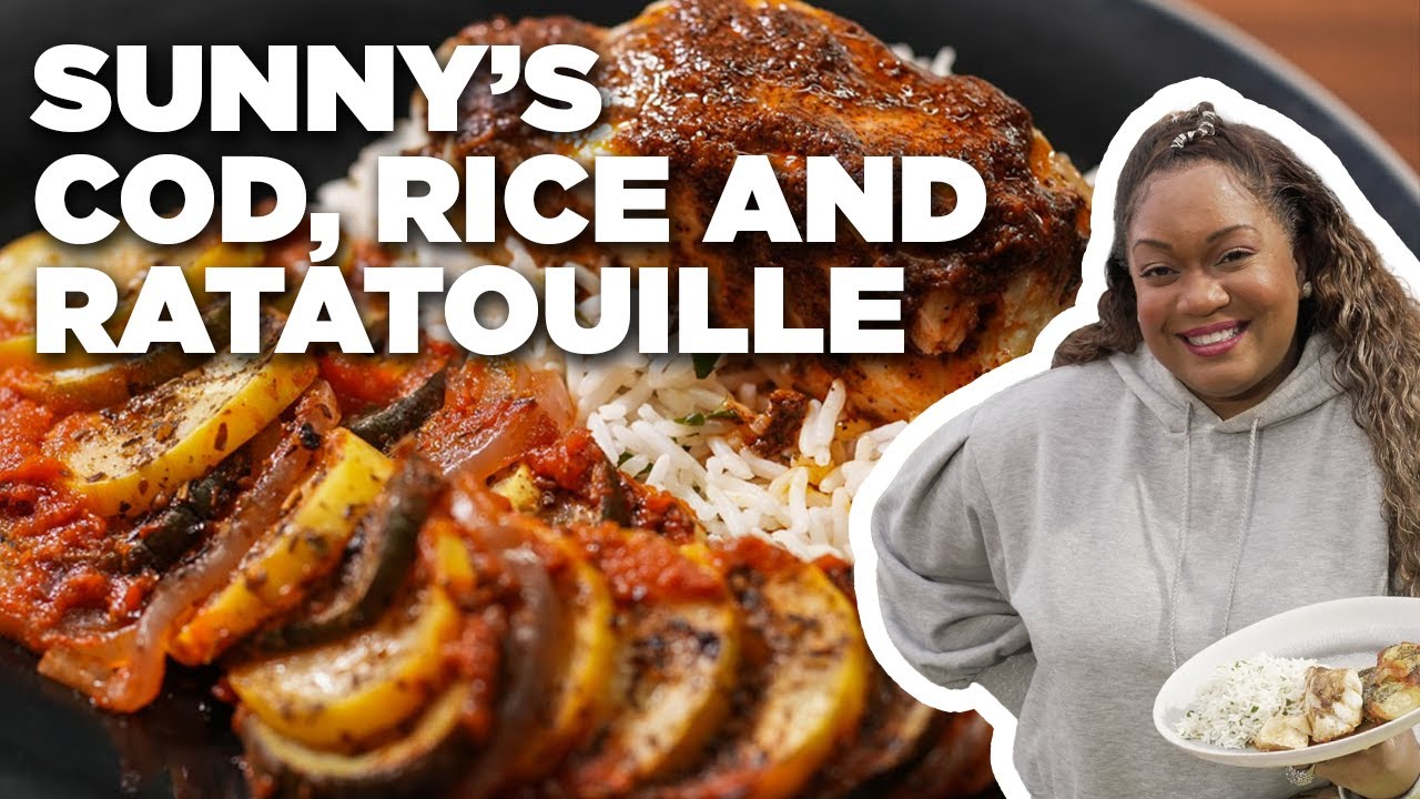 Sunny Anderson's Cod Cilantro-lime Rice And Ratatouille : The Kitchen : Food Network