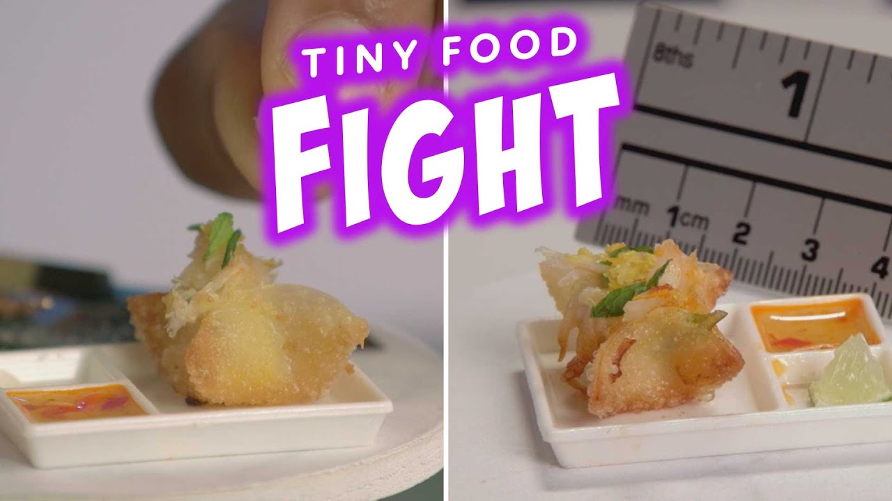 The Tiniest Most-adorable Crab Rangoon Ever : Tiny Food Fight : Discovery+